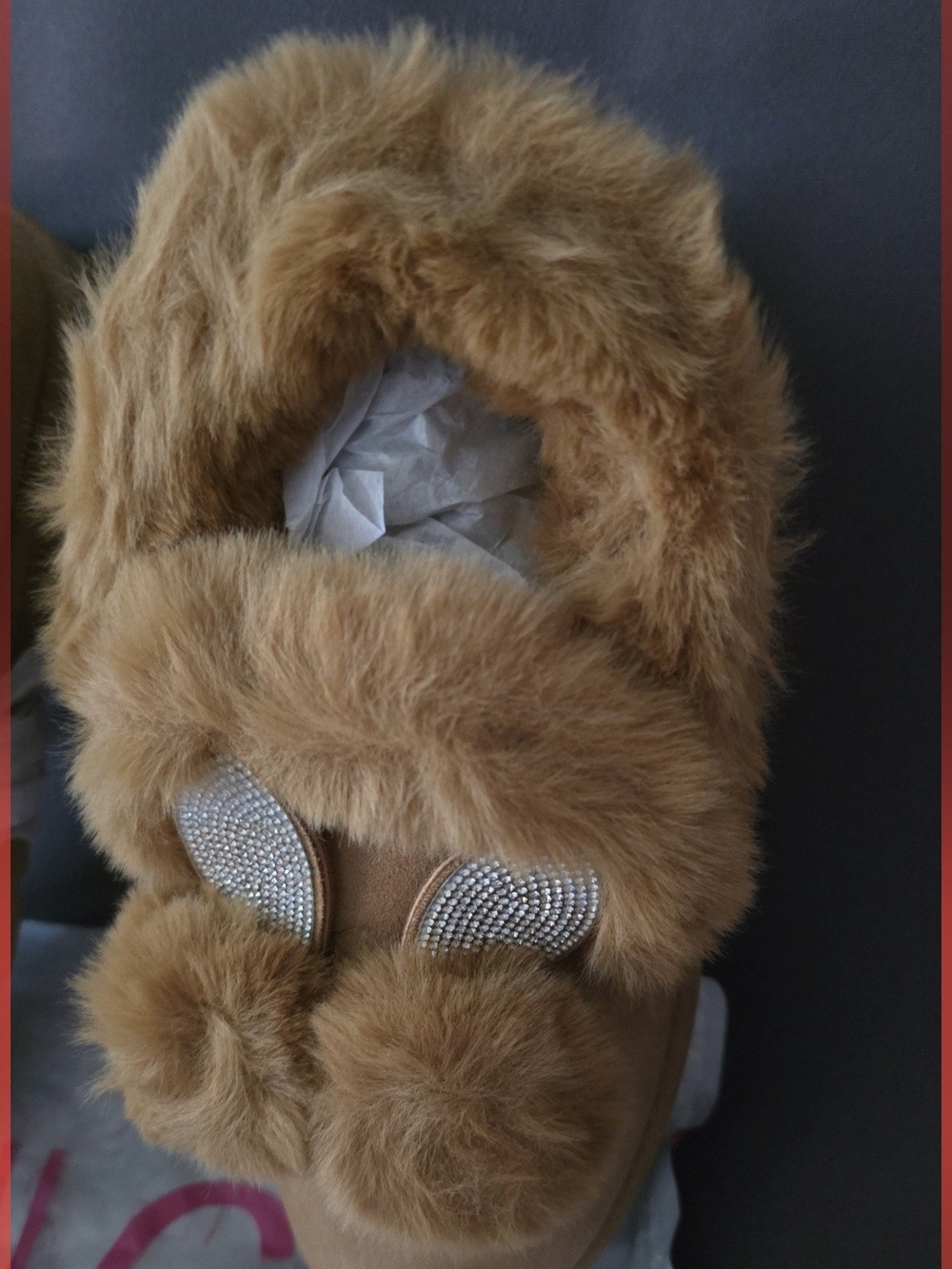 Rouge Cozy Faux Fur Pom booties